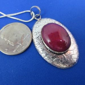 Ruby Pendant on 19" sterling chain